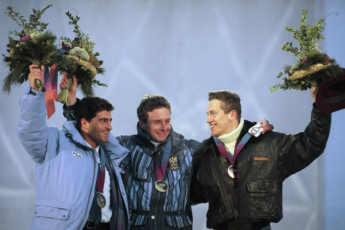 Alberto Tomba, Thomas Stangassinger in Jure Košir so bili junaki slalomke loterije v Lillehammerju. Foto: AP