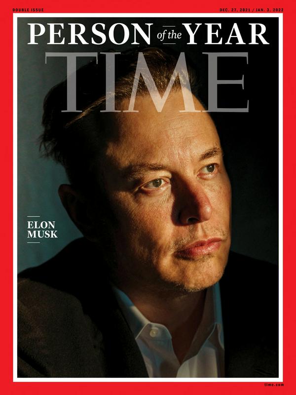 Revija Time je za osebnost leta 2021 izbrala prvega moža izdelovalca električnih vozil Tesla in ustanovitelja SpaceX-a Elona Muska. Foto: Reuters