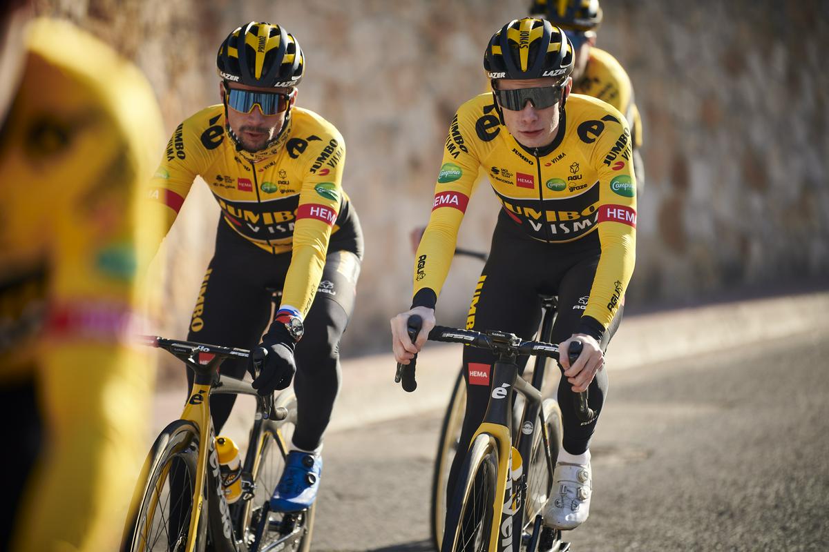 Primož Roglič in Jonas Vingegaard bosta večino dirk pred Tourom vozila skupaj razen na osrednji spomladanski etapni dirki: Slovenec na Pariz–Nica, Danec pa na Tirreno–Adriatico. Foto: Organizator/Team Jumbo Visma