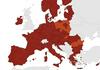 Skoraj vsa Evropa na zemljevidu ECDC obarvana temnordeče