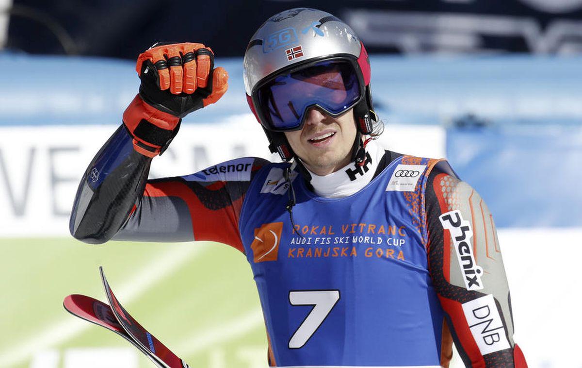 Kristoffersen je po Pekingu v odlični formi, dobil je oba slaloma v Garmischu in zdaj še oba veleslaloma v Kranjski Gori. Foto: EPA