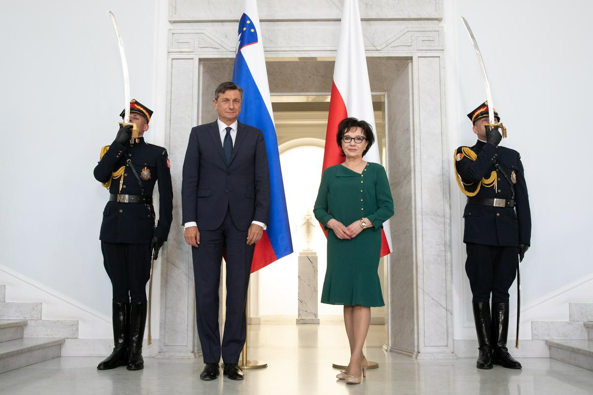 Pahor s predsednico poljskega parlamenta Elizabeto Witek. Foto: Twitter Borut Pahor