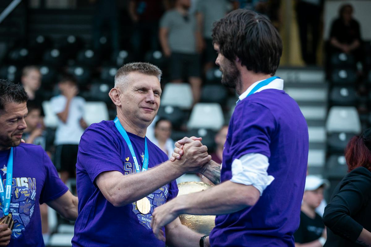 Radovan Karanović in Marko Šuler po osvojitvi naslova državnega prvaka 22. maja v Murski Soboti. Foto: www.alesfevzer.com