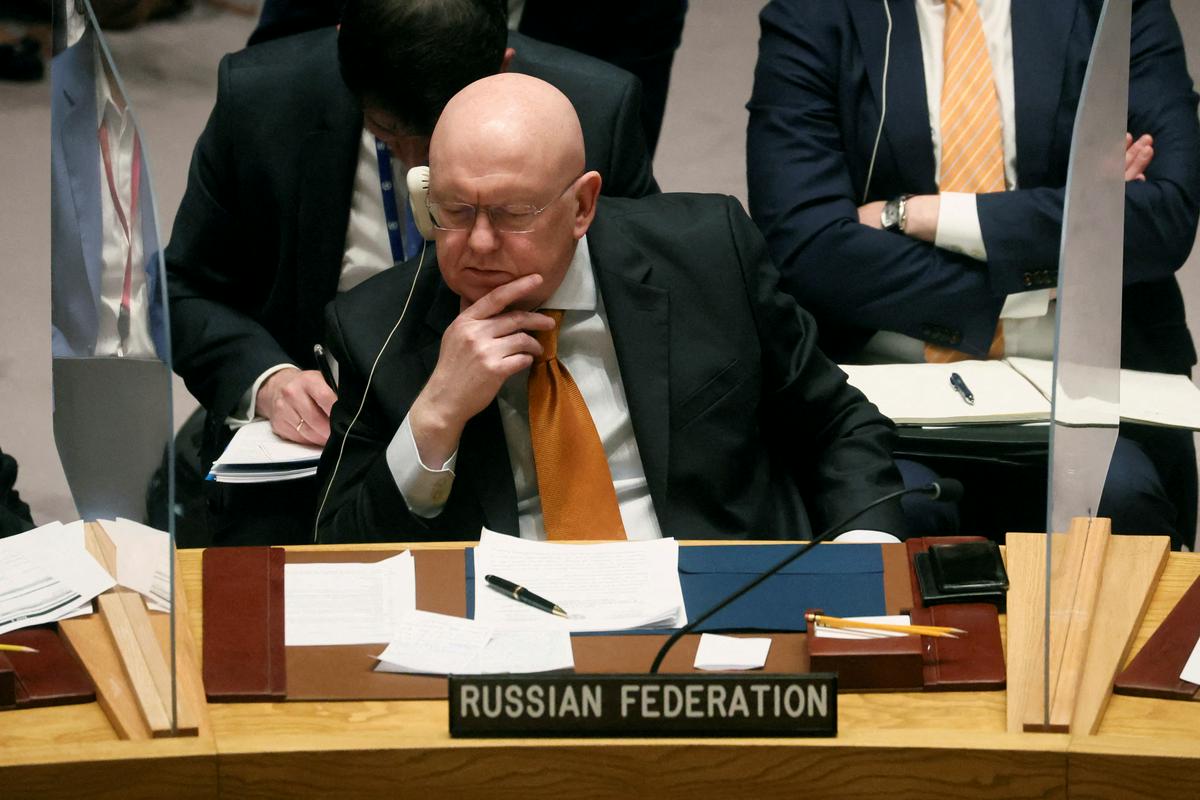 Ruski veleposlanik v ZN-u Nebenzija. Foto: Reuters