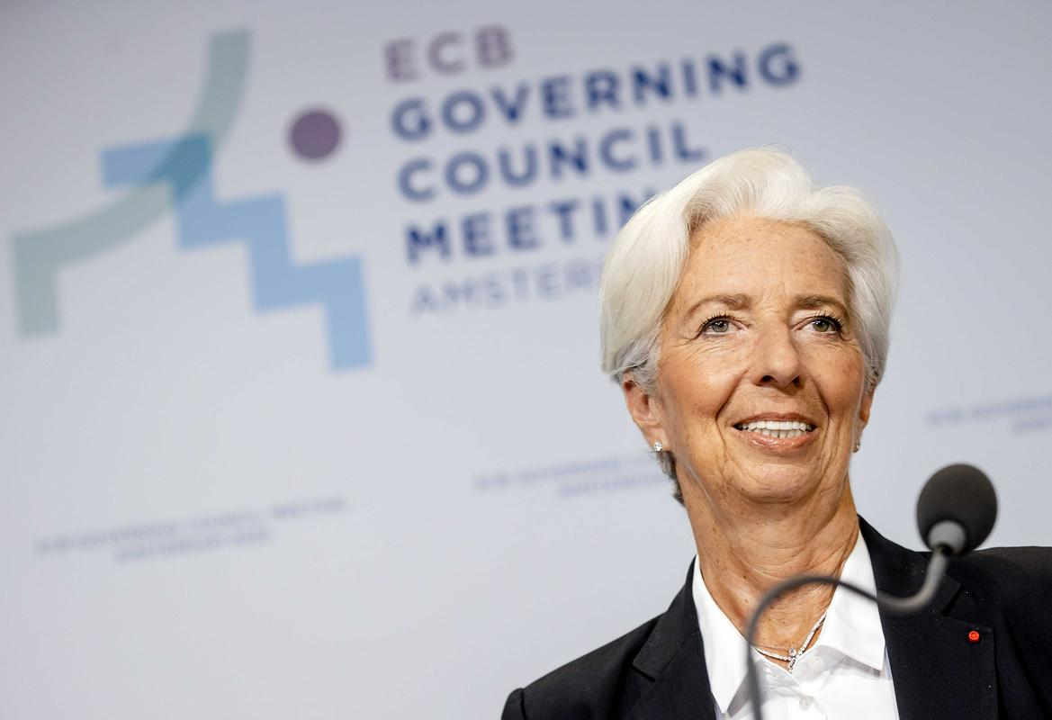 Predsednica ECB-ja Christine Lagarde na rednem zasedanju pretekli teden. Foto: EPA