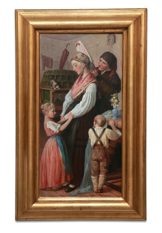 Ivan Grohar, Pred poroko, olje, platno, 81 x 41 cm, 1897. Foto: Galerija Antikvitete Novak