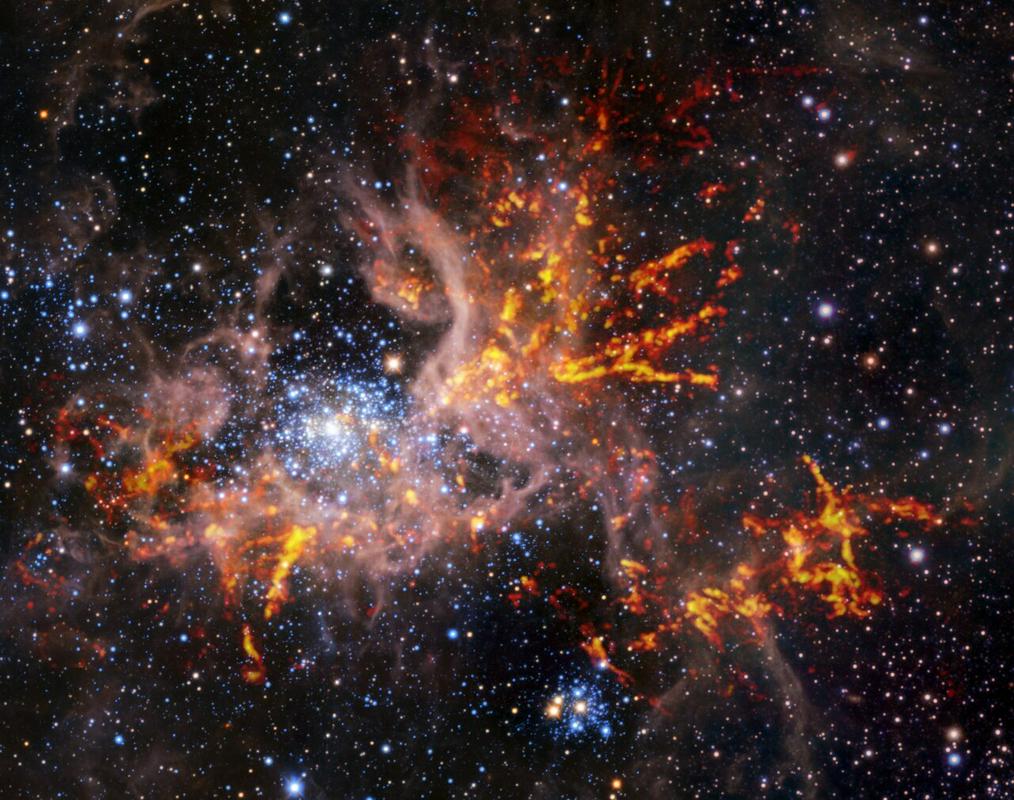 Foto: ESO, ALMA (ESO/NAOJ/NRAO)/Wong et al., ESO/M.-R. Cioni/VISTA Magellanic Cloud survey. Acknowledgment: Cambridge Astronomical Survey Unit