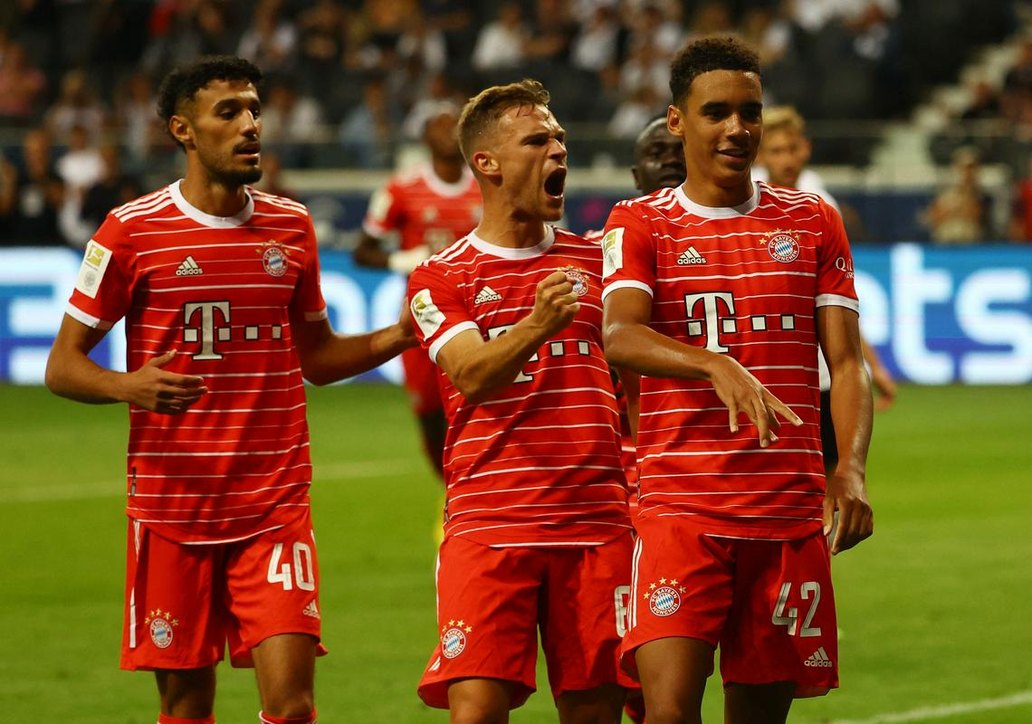 Joshua Kimmich in Jamal Musiala sta blestela v Frankfurtu, kjer je imel Bayern v preteklih letih velike težave. Foto: Reuters