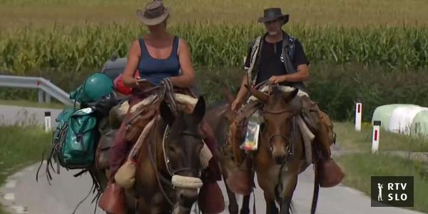 Le voyage de 25 000 kilomètres emmène également le voyageur avec quatre mules à travers la Slovénie