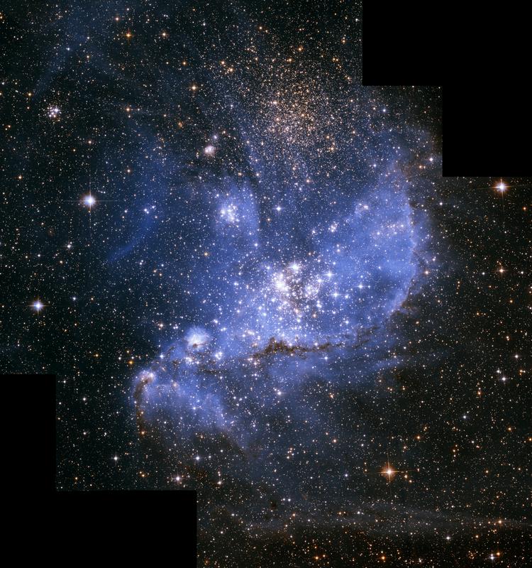 Primer razsute zvezdne kopice je NGC 346 v Malem Magellanovem oblaku. Foto: NASA, ESA and A. Nota (STScI/ESA)