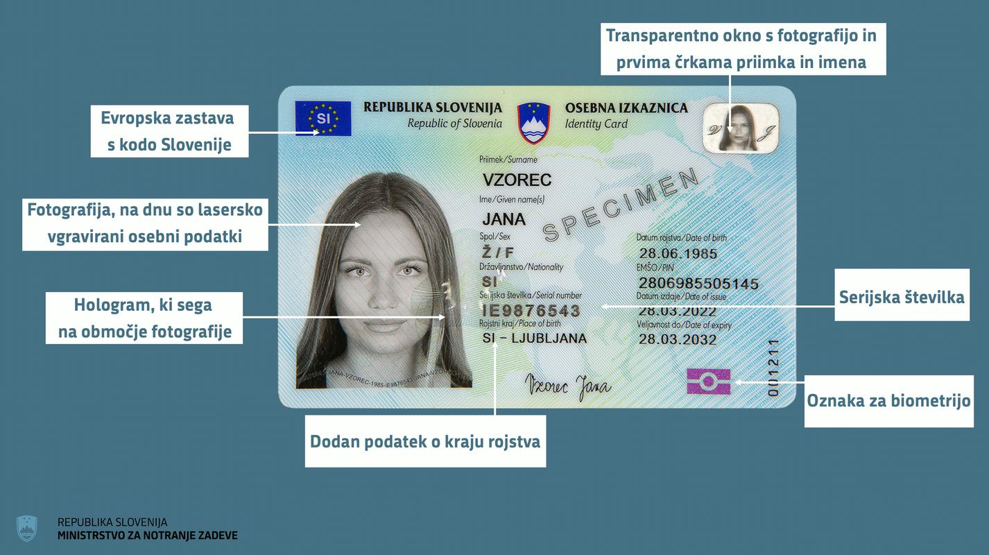 Nova biometrična osebna izkaznica. Foto: Ministrstvo za notranje zadeve