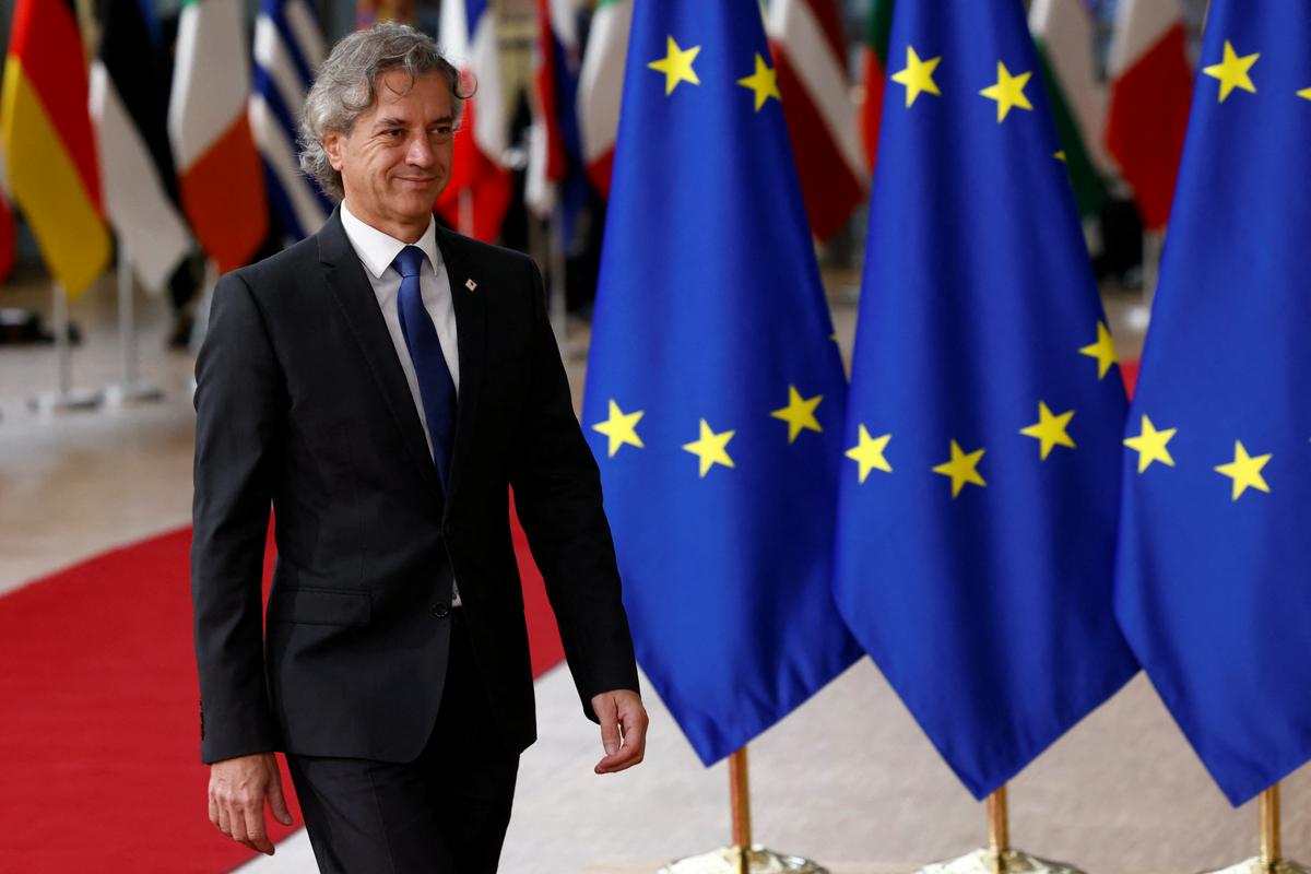 Golob ob prihodu na srečanje voditeljev v Bruslju. Foto: Reuters