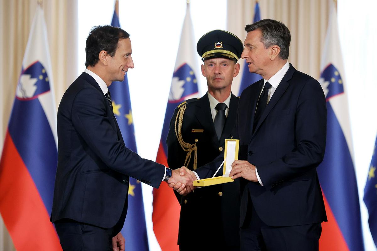 Massimiliano Fedriga in Pahor. Foto: Urad predsednika republike/Daniel Novakovič/STA
