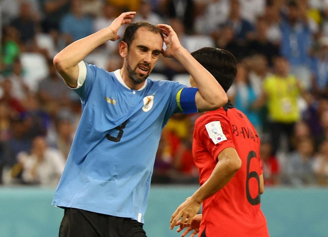 Kapetan Diego Godin je s 36 leti in 281 dnevi najstarejši Urugvajec, ki je zaigral na svetovnem prvenstvu. Foto: Reuters