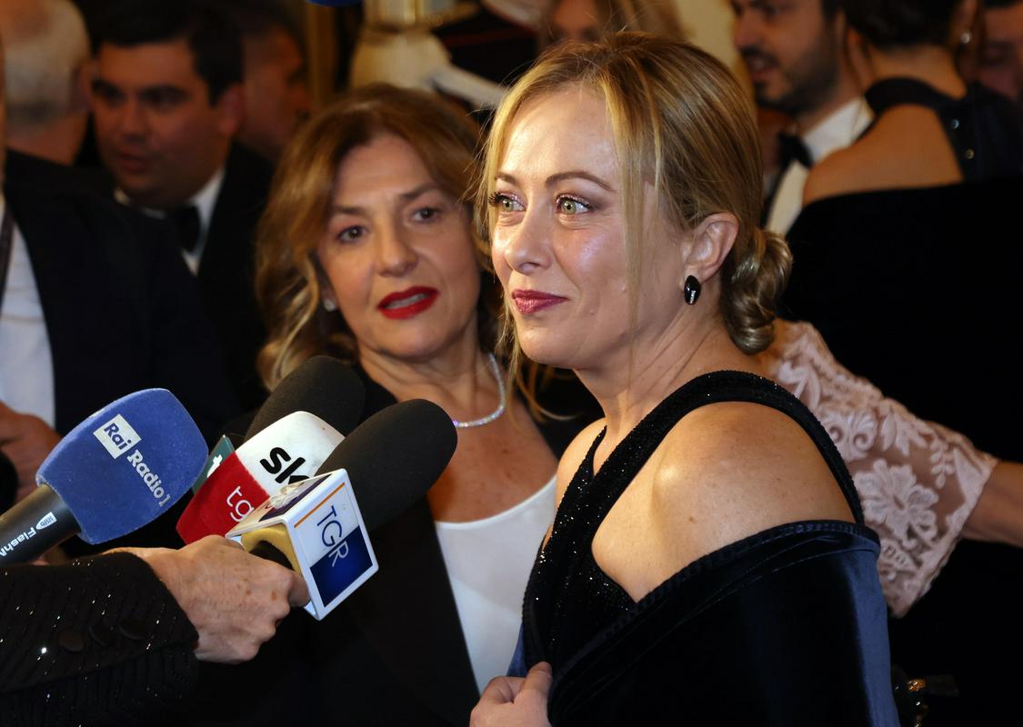 Italijanska premierka Giorgia Meloni na slovesnosti v Scali. Foto: EPA