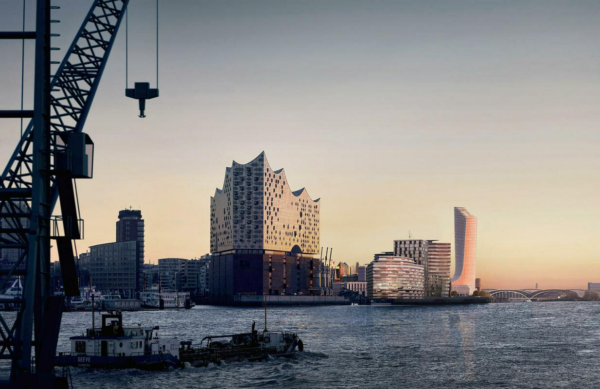 Lokacija nebotičnika, predel Hafencity, je prava razstava arhitekture na prostem, saj so projekte zaupali mnogo uglednim arhitekturnim birojem. Foto: SIGNA real estate