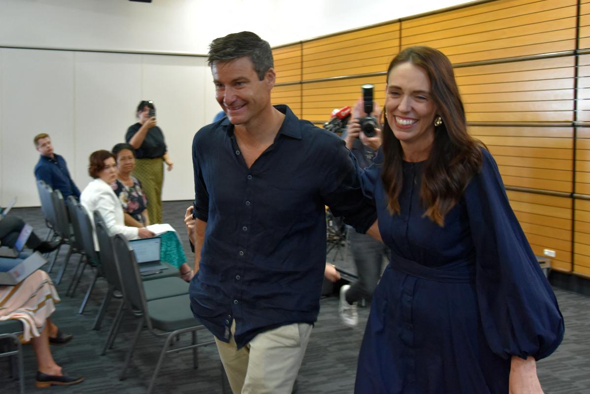 Ardern left the press conference accompanied by her fiance.  Photo: Reuters