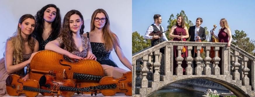 Nastopa godalnih kvartetov C'est La Vie in Emona odpirata letošnjo glasbeno abonmajsko sezono v Kropi. Foto: Kulturno društvo Kropa