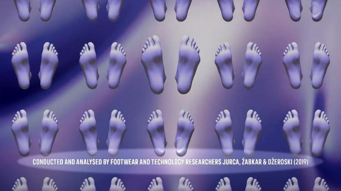 Izsek iz Adidasovega videospota, v katerem omenijo raziskovalce, ki so analizirali 1,2 milijona 3D-posnetkov stopal. Foto: Institut Jožef Stefan