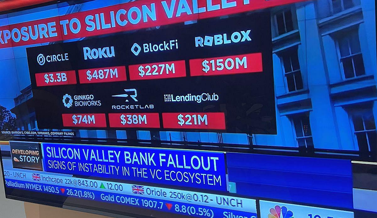 Borze so se spet znašle v vrtincu nove finančne krize, ki pa naj bi bila vendarle le prehodna, čeprav gre pri zlomu banke Silicon Valley, ki ima svoj sedež v sloviti kalifornijski Silicijevi dolini (v Santa Clari), za največji propad ameriške banke po finančni krizi 2008, številna podjetja pa so bila do SVB-ja močno izpostavljena. Foto: CNBC