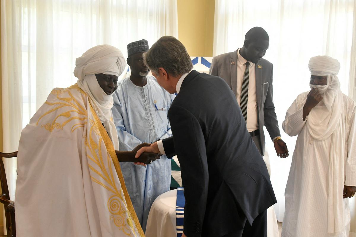 Antony Blinken na pogovorih v Nigru. Foto: Reuters