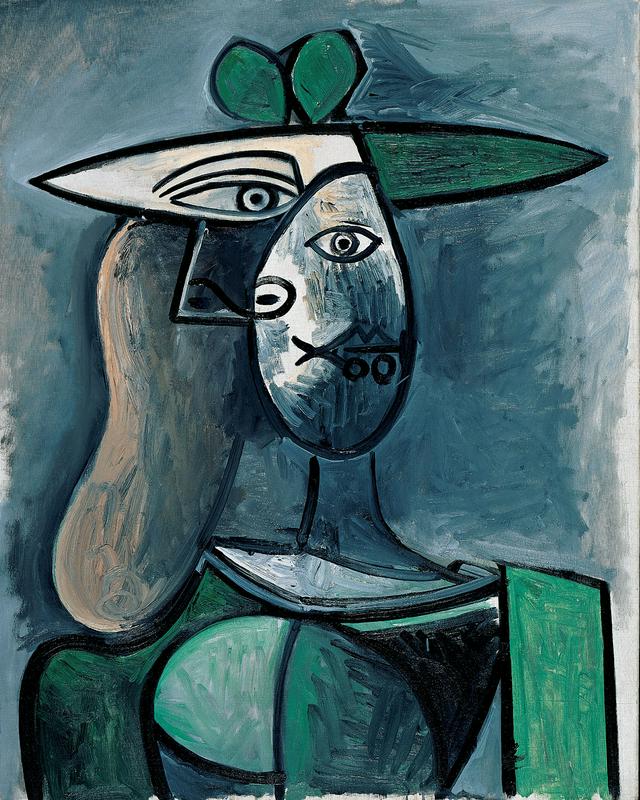 Woman with a Green Hat, 1947, oil on canvas, ALBERTINA, Vienna - Batliner Collection © Succession Picasso/ Bildrecht, Wien 2023