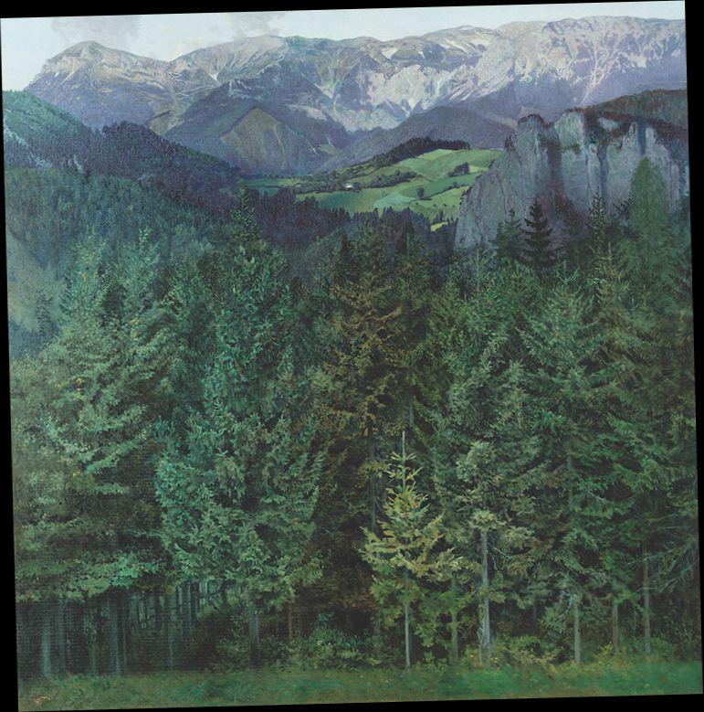 Slika Pogled na goro Rax (1907), delo Kolomana Moserja, je nagnjena za stopinjo in pol. V muzeju so pripisali: 