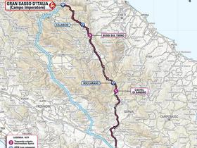 Mappa della tappa 8: dalla Campania del nord al cuore dell'Appennino.  Con i suoi 218 km, è la seconda tappa più lunga della Corsa attraverso l'Italia di quest'anno.  Foto: RCS Sport