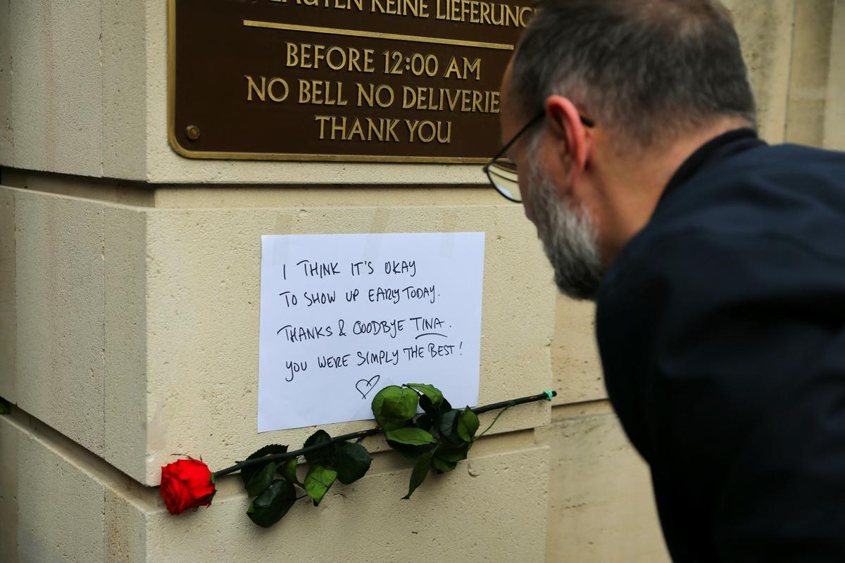 One of the messages in front of the entrance to her estate near Zurich.  Photo: Reuters