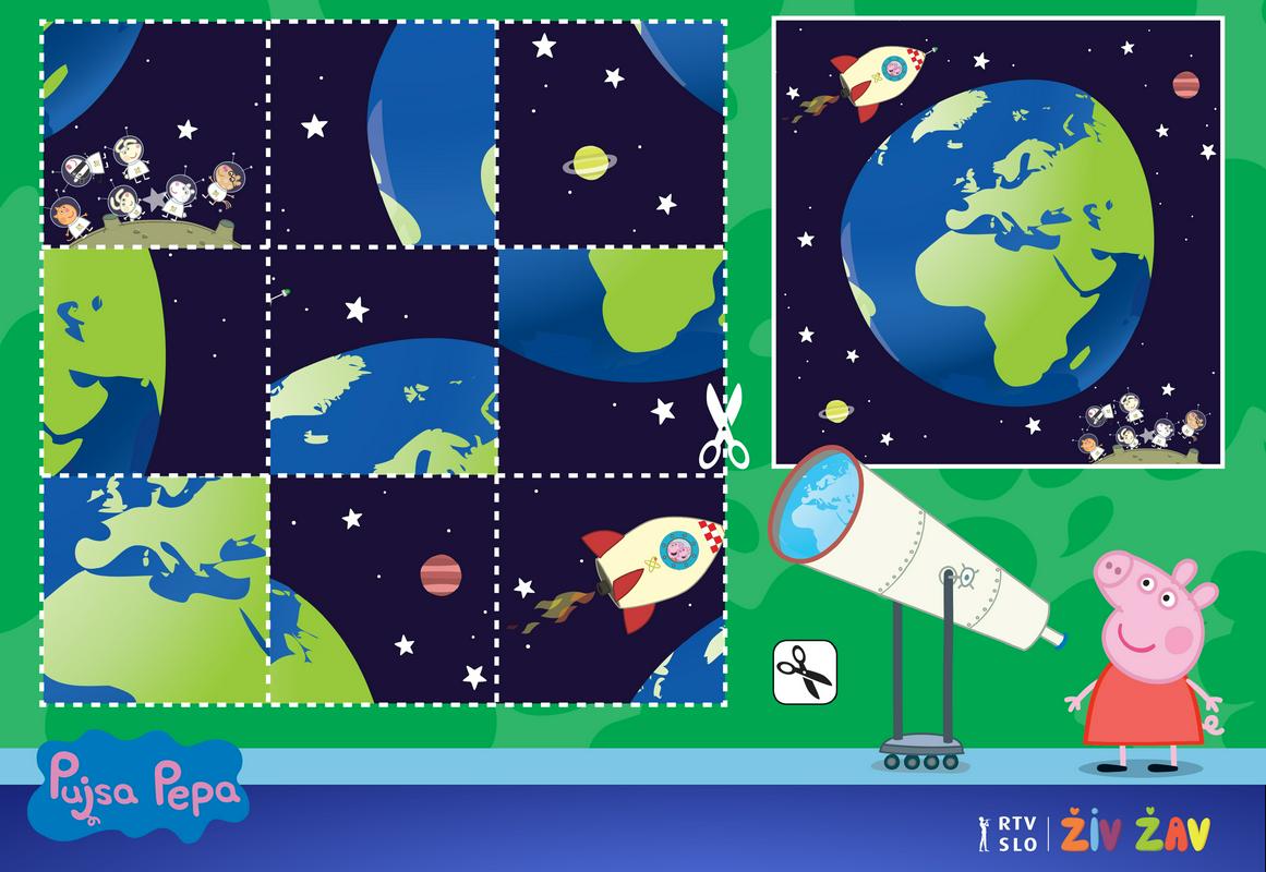 Sestavljanka: Pujsa Pepa opazuje vesolje