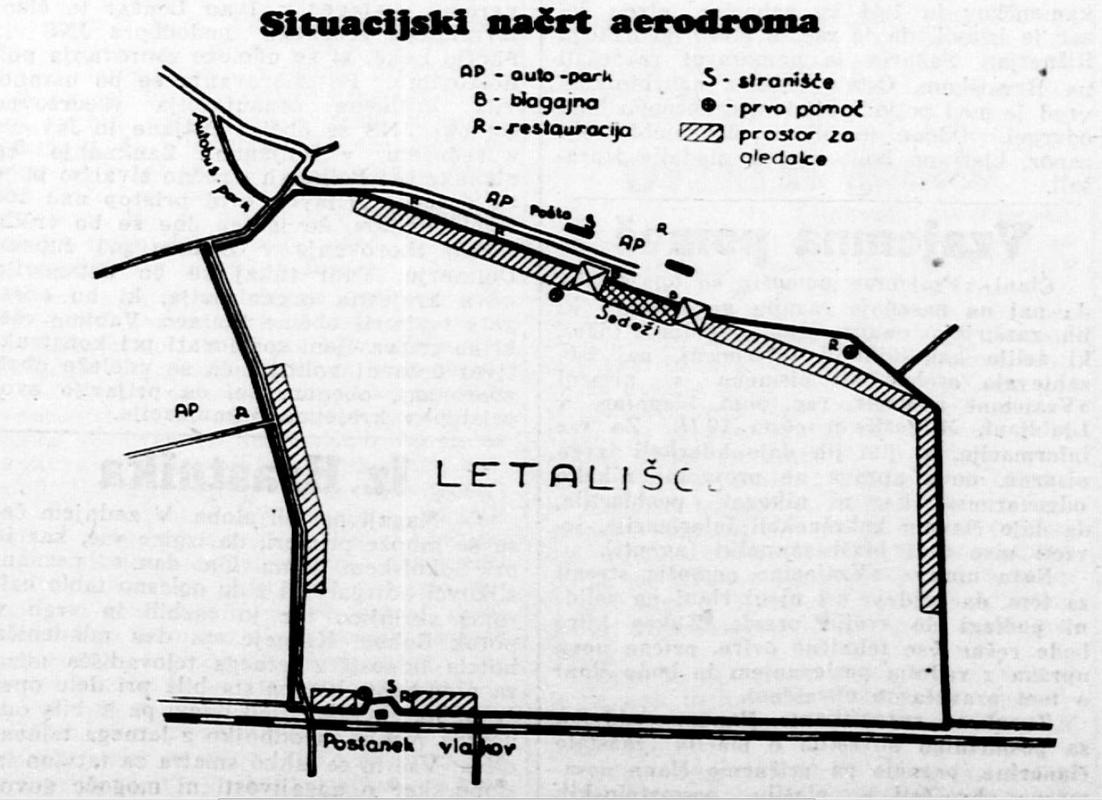 Načrt novega letališča. Objavil Slovenski narod, 19. 8. 1933. Foto: Arhiv NUK