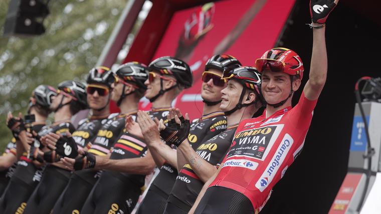 Salute to the winner of the 78th Race of Spain – American Sepp for the Jumbo Visma team.  Photo: EPA