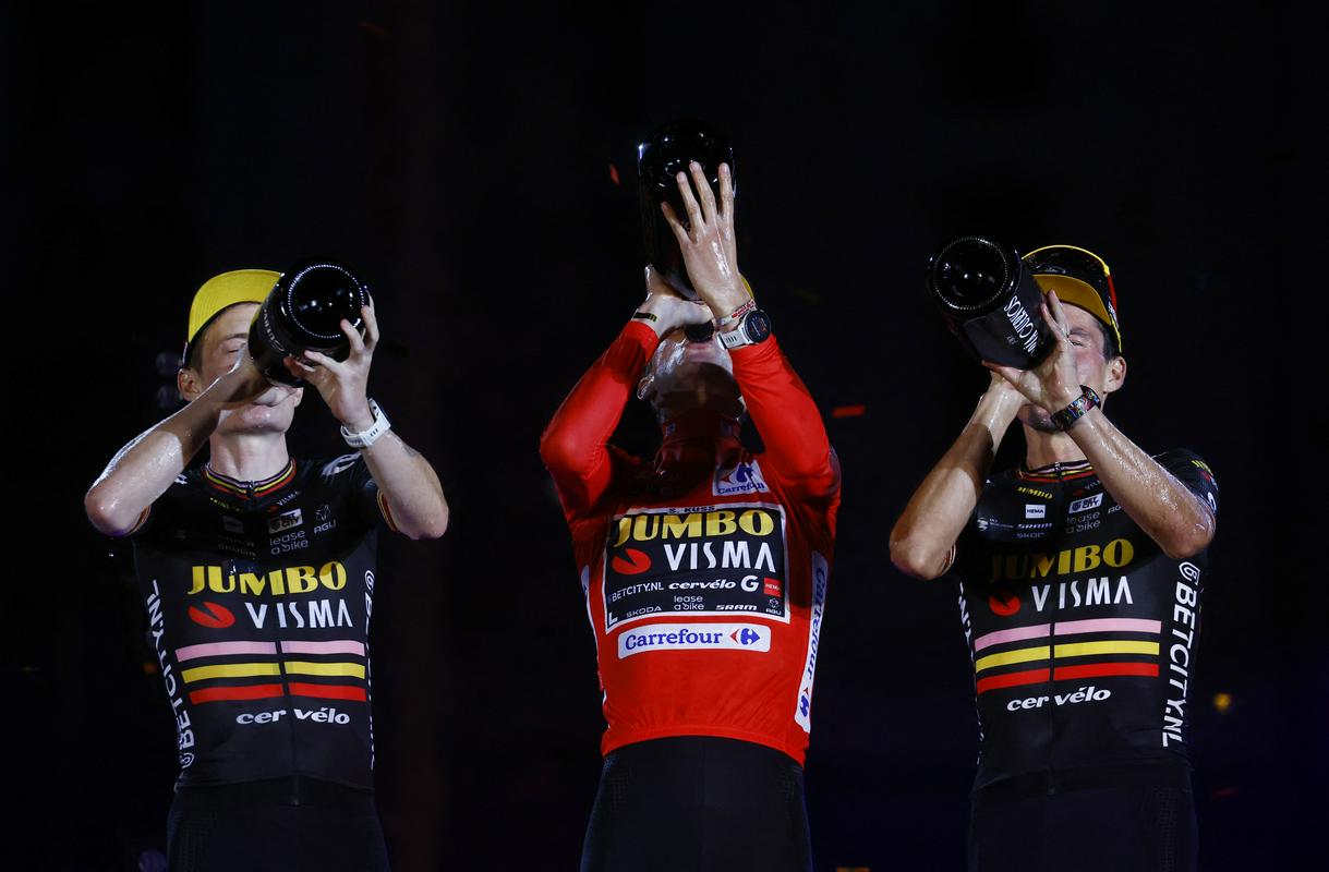 Vingegaard added a second place in the Vuelta to his victory at the Tour, and Rogliča added a third place in Spain to his celebration at the Giro, while Kuss stood on the podium of the three-week race for the first time, after having won all three Grand Tours this year.  Photo: Reuters