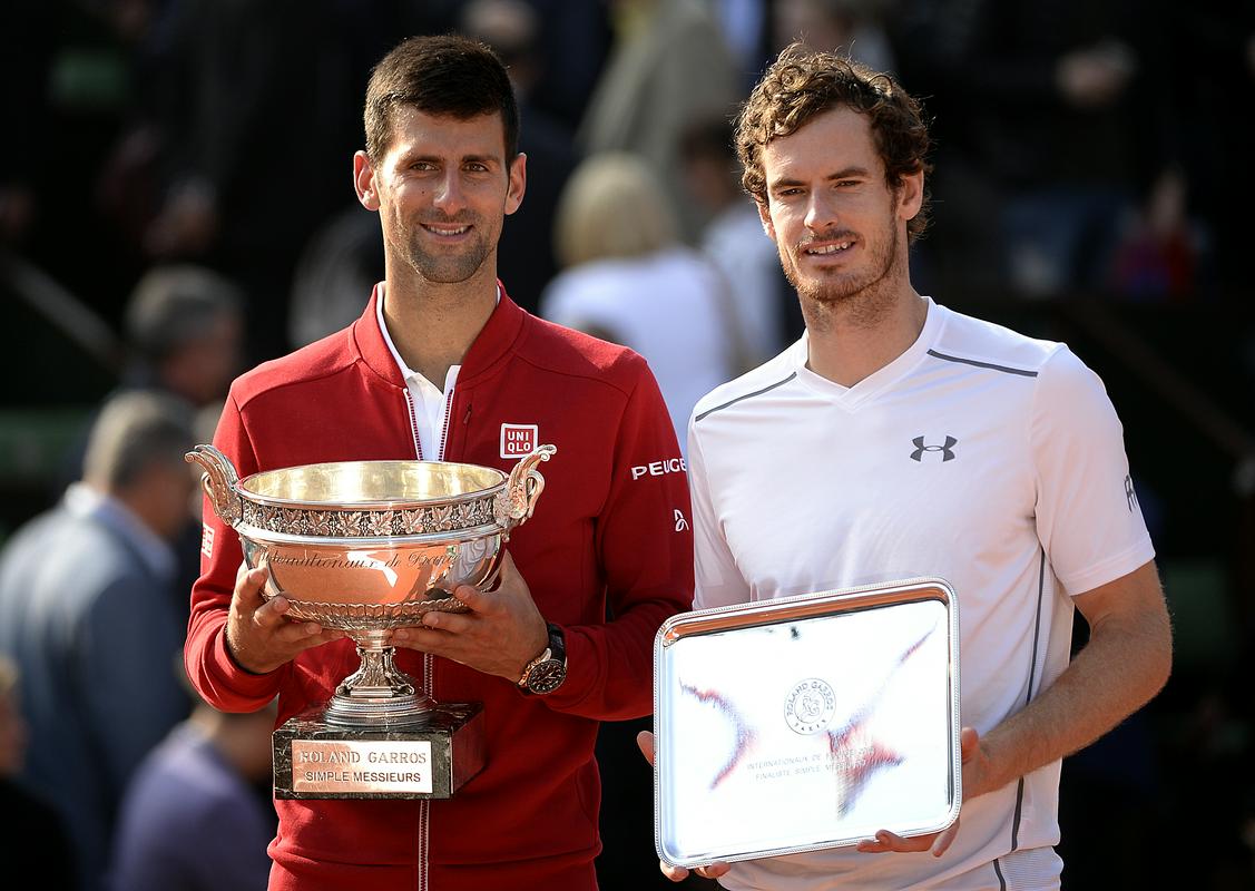 Andy Murray je 11-krat igral v finalih grand slamov, a le proti trem različnim igralcem: Novaku Đokoviću (2 zmagi in 5 porazov), Rogerju Federerju (0-3) in Milošu Raoniću (1-0). Foto: EPA