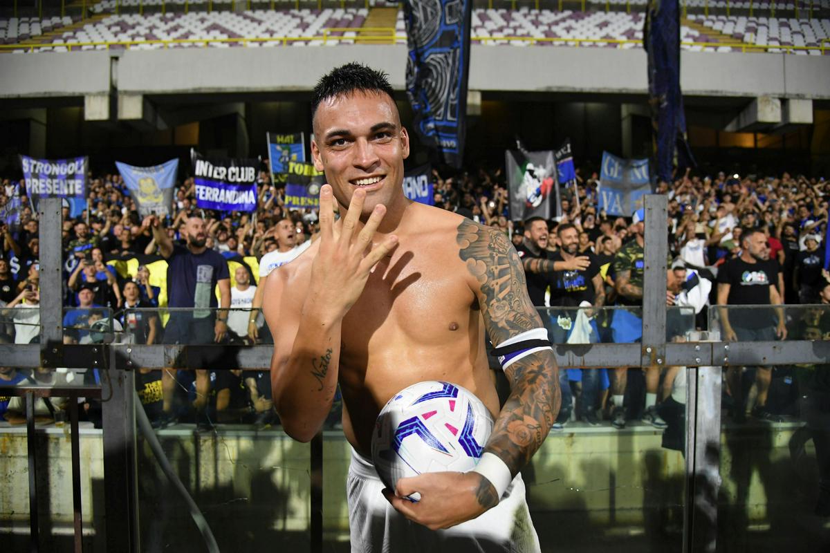 Lautaro Martinez se je veselil zgodovinskega dosežka na stadionu Arechi v Salernu. Foto: EPA