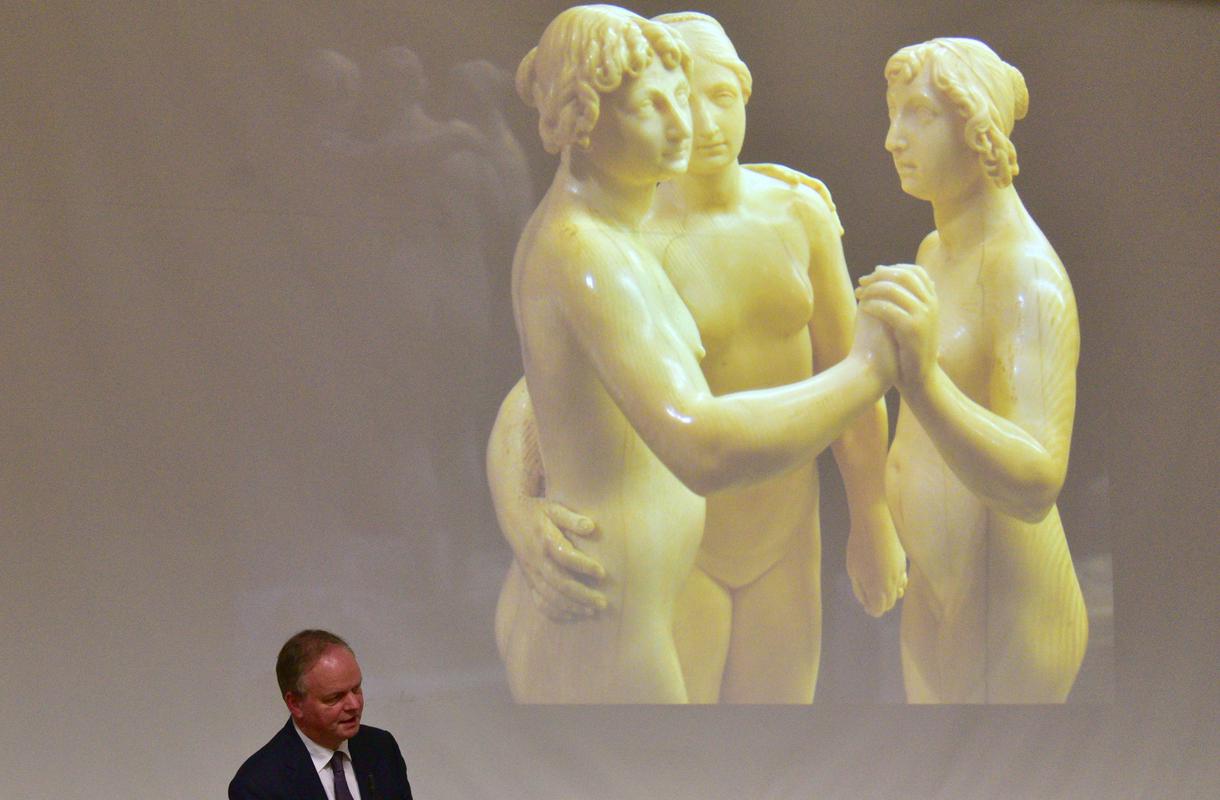 Schmidt je na Filozofski fakulteti UL predaval o pomembnem kiparju 17. stoletja – Leonhardu Kernu. Foto: BoBo
