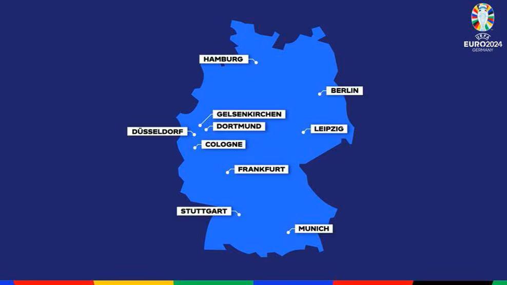 Distribution of venues in Germany: three in the northeast, three in the south and four in the west.  Photo: Uefa.com