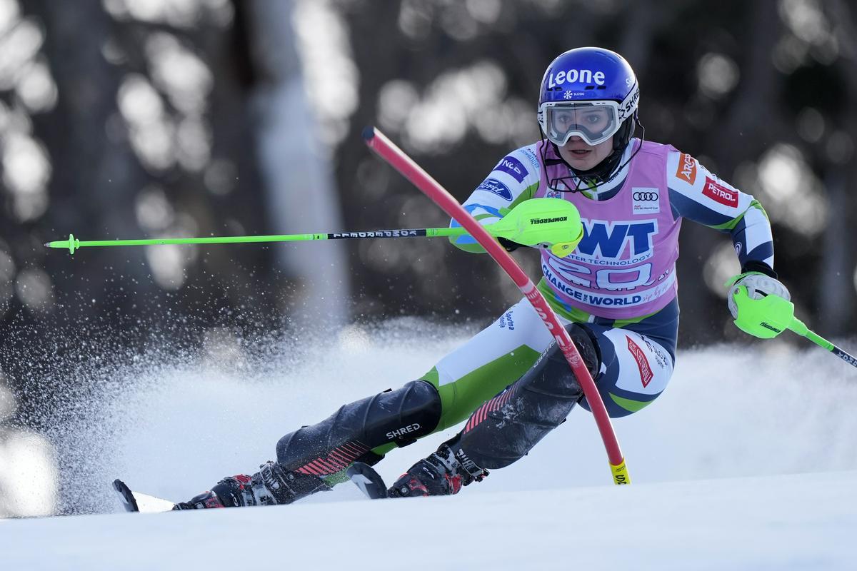 Andreja Slokar je po razočaranju na Finskem v Leviju zdaj v ZDA v Killingtonu nakazala, da se lahko vrne med najboljše slalomistke sveta. Foto: AP
