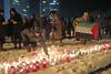 Prižig sveč za žrtve v Gazi na Trgu republike v Ljubljani