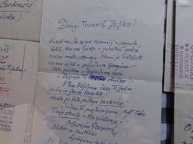 Originalne razglednice, ki sta si jih pisala Jožko Meden in Maksim Gaspari. Foto: Tanja Mojzer