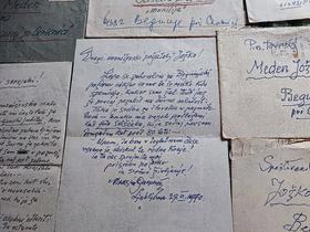 Originalne razglednice, ki sta si jih pisala Jožko Meden in Maksim Gaspari. Foto: Tanja Mojzer