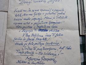 Originalne razglednice, ki sta si jih pisala Jožko Meden in Maksim Gaspari. Foto: Tanja Mojzer