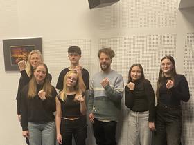 Ambasador kampanje Leopold I. in mladi gosti radijske oddaje Hudo (radio Prvi) Foto: SOJ RTV SLO