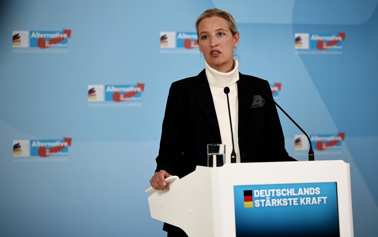 Sopredsednica AfD-ja Alice Weidel pravi, da je odločitev BfV-ja politično motivirana. Foto: EPA Sopredsednica AfD-ja Alice Weidel pravi, da je odločitev BfV-ja politično motivirana. Foto: EPA