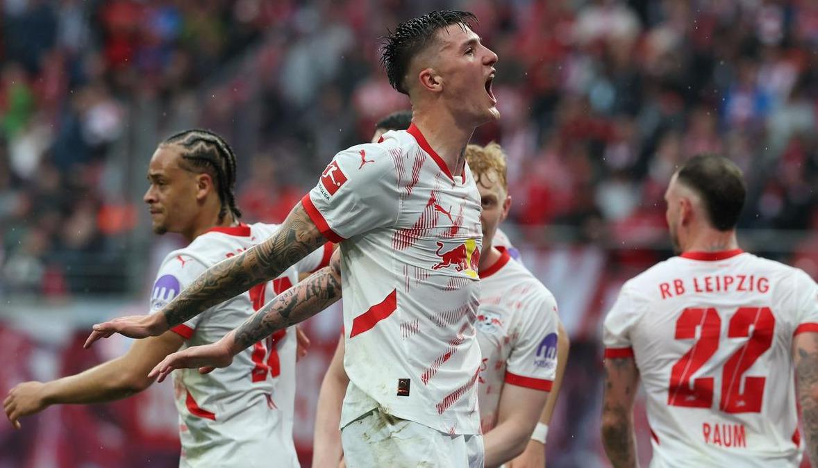 Benjamin Šeško je dosegel 13. zadetek v Bundesligi, skupno je zadel že 21-krat v letošnji sezoni. Foto: EPA Benjamin Šeško je dosegel 13. zadetek v Bundesligi, skupno je zadel že 21-krat v letošnji sezoni. Foto: EPA