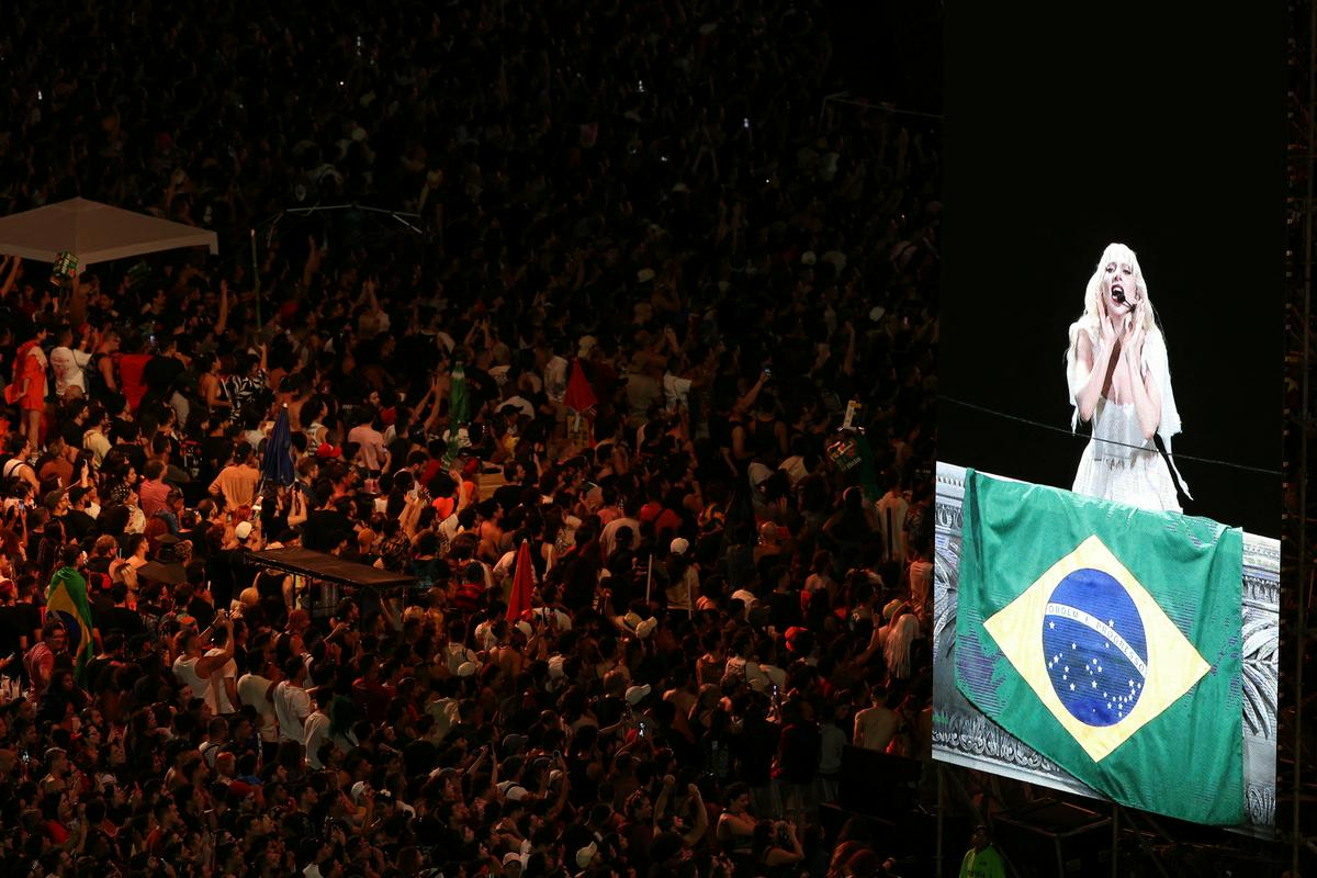 Lady Gaga je v Braziliji nastopila prvič po letu 2012. Foto: Reuters Lady Gaga je v Braziliji nastopila prvič po letu 2012. Foto: Reuters