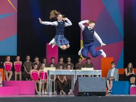 Čist hud žur na Kongresnem trgu ( PATRICIJA in GABER – SHOW DANCE, Plesni klub Miki, Domžale) Foto: Adrian Pregelj / RTV Slovenija