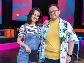 Čist hud žur na Kongresnem trgu (voditelja). Foto: Adrian Pregelj / RTV Slovenija