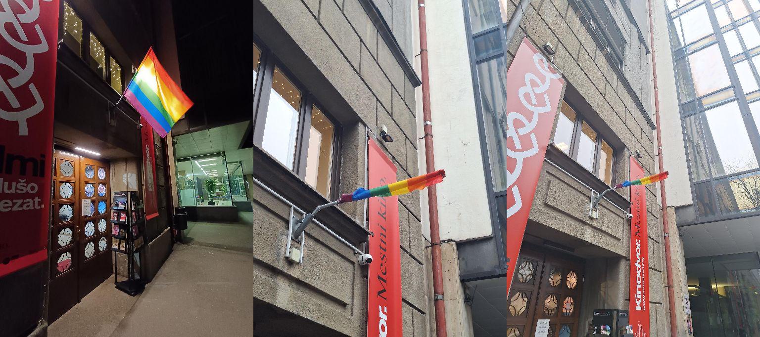 Vandali s pročelja Kinodvora strgali mavrično zastavo