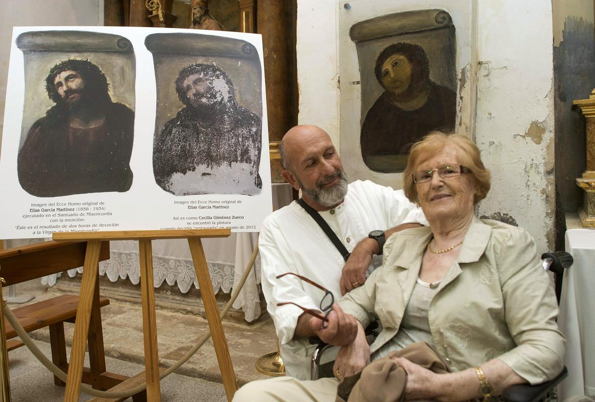 Umrla je Cecilia Giménez, ki je zaslovela z "opičjim Jezusom", neuspelim restavratorskim poskusom